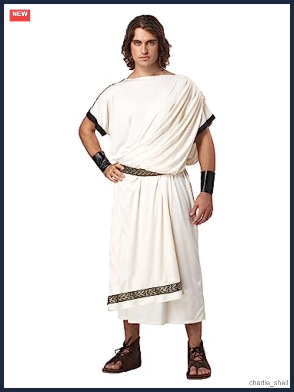 Deluxe Classic Toga Set Adult One Size Tunic Belt Wrist Cuffs Costume